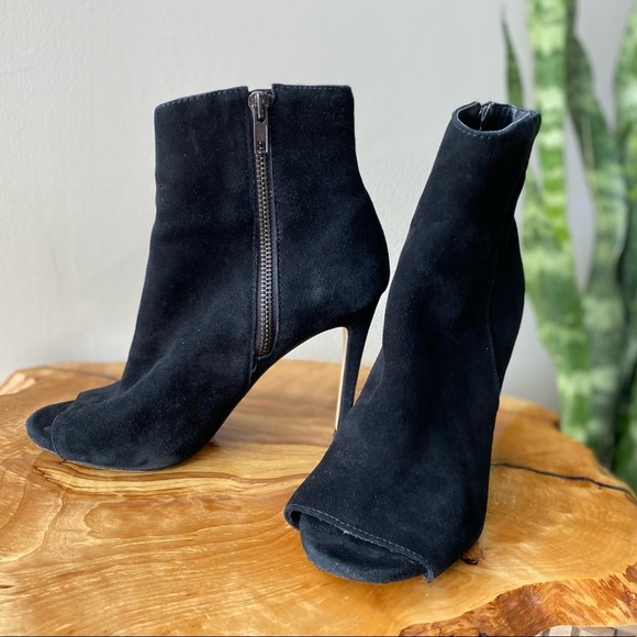 Suede Open Toe Ankle Boots - Picture 4 of 14